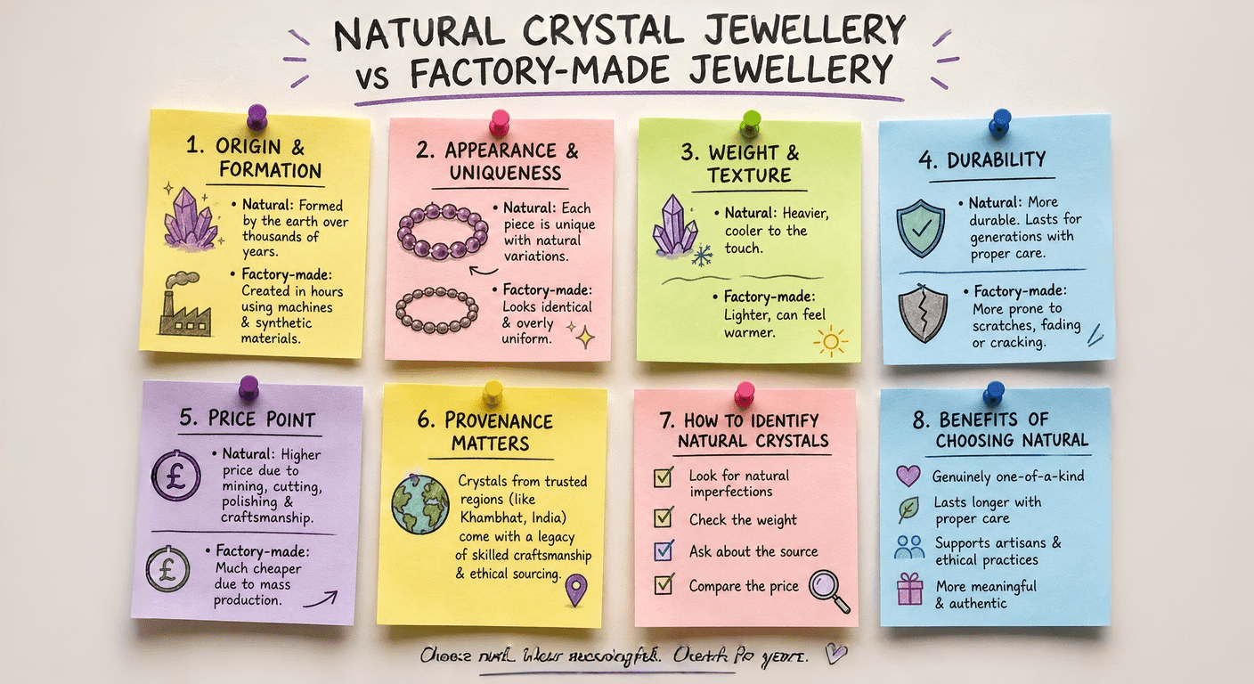 How Natural Crystal Jewellery Is Different from Factory-Made Jewellery