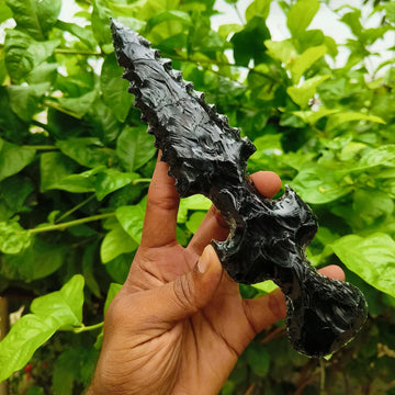 10 Inch Black Obsidian Crystal Sword Knife Hand Made