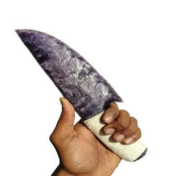 10 Inch Hand Made Amethyst Monalisa Glass Knife