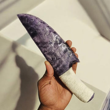 10 Inch Hand Made Amethyst Monalisa Glass Knife