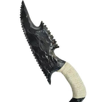 10-Inch Handcrafted Viking Style Black Obsidian Crystal Knife