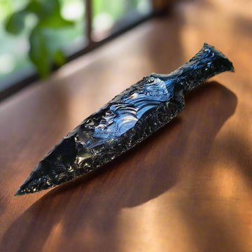 6 Inch Black Obsidian Knife Hand Made