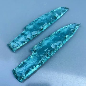 6 Inch Blue Aqua Obsidian Crystal Knife with Lava Blade