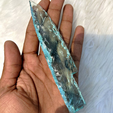 6 Inch Blue Aqua Obsidian Crystal Knife with Lava Blade
