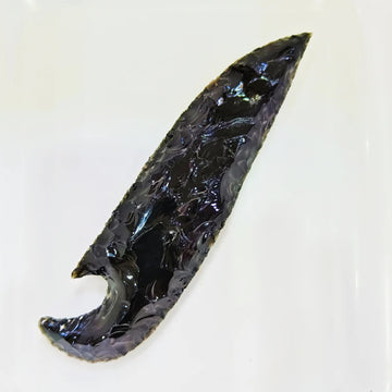 6 Inch Hand Knapped Black Obsidian Dagger Knife