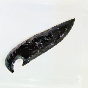 6 Inch Hand Knapped Black Obsidian Dagger Knife