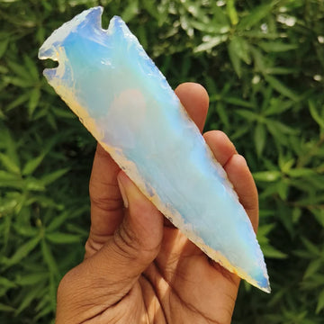 6 Inch Hand Crafted Opalite Crystal Arrowhead for Metaphysical Healing