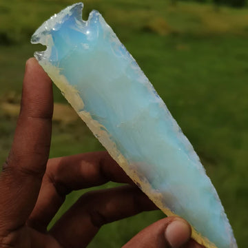 6 Inch Hand Crafted Opalite Crystal Arrowhead for Metaphysical Healing