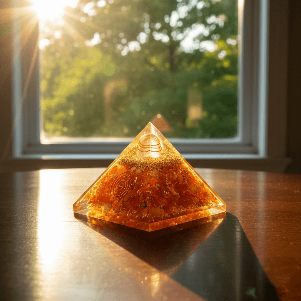 Carnelian Orgone Pyramid Copper Coil