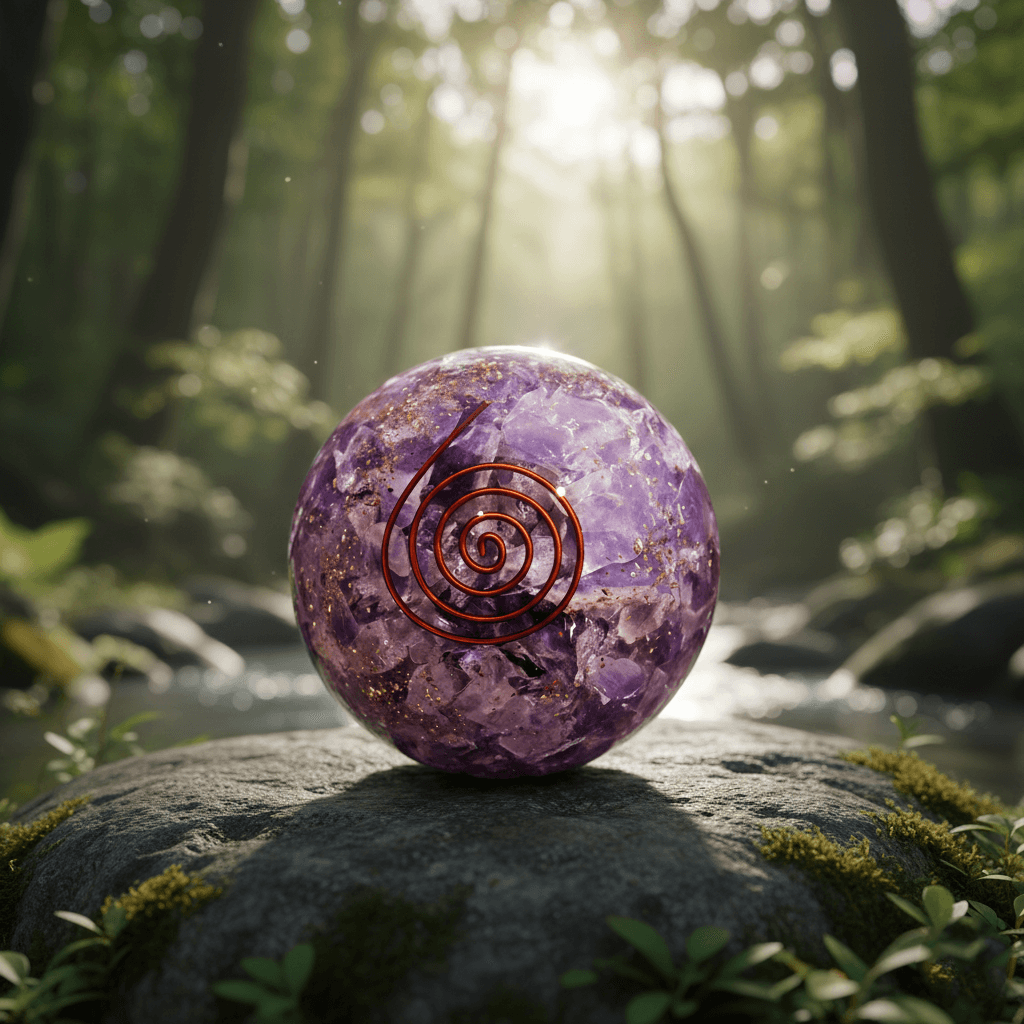 Amethyst Orgone Ball Copper Coil