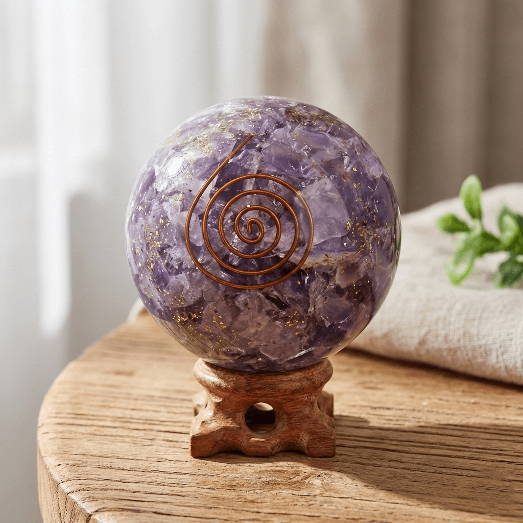 Amethyst Orgone Ball Copper Coil