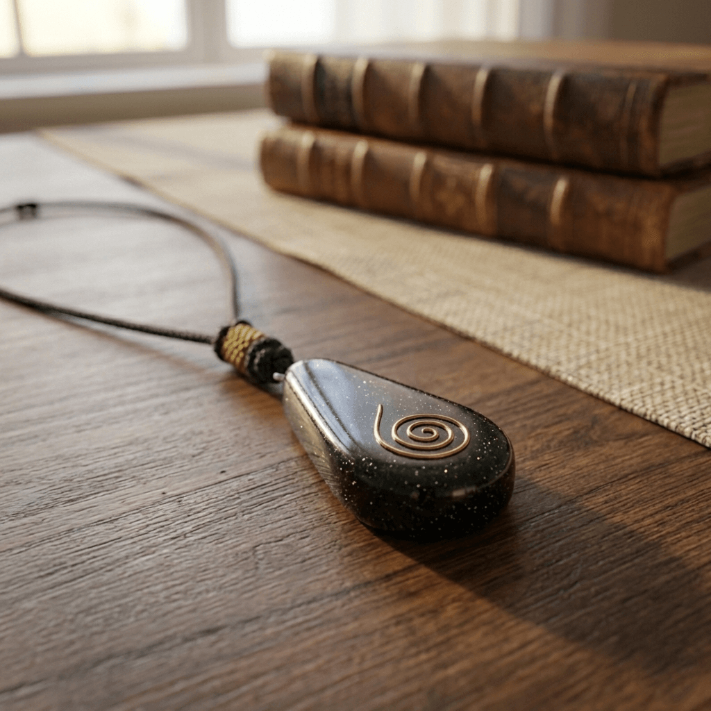 Black Tourmaline Orgone Pendant Round