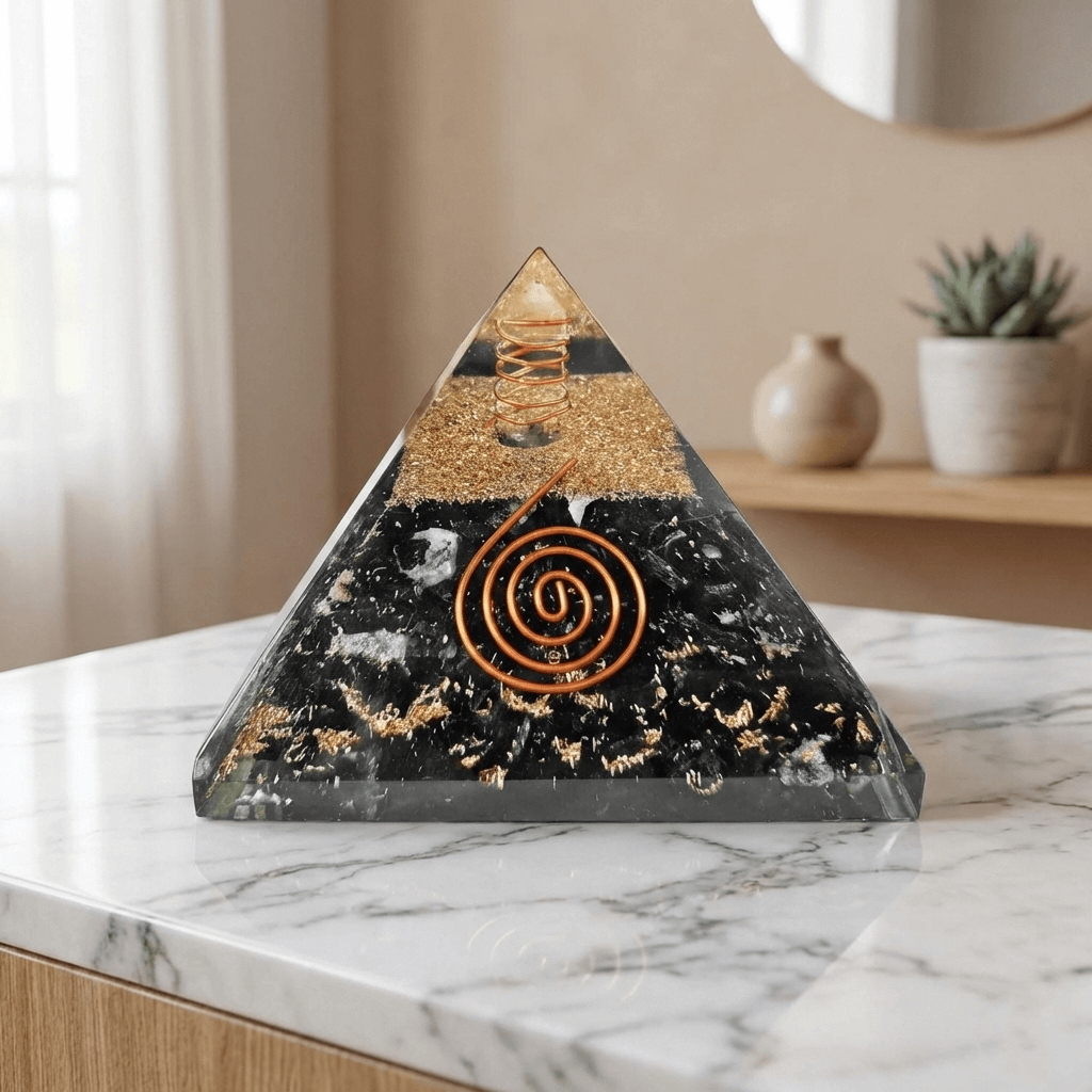 Black Tourmaline Orgone Pyramid Copper Coil