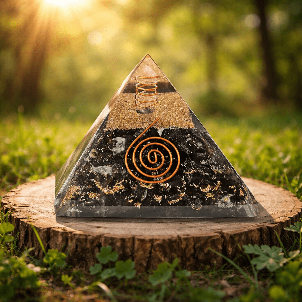 Black Tourmaline Orgone Pyramid Copper Coil