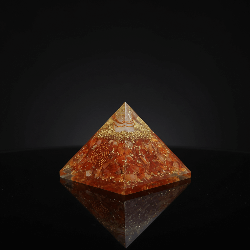 Carnelian Orgone Pyramid Copper Coil