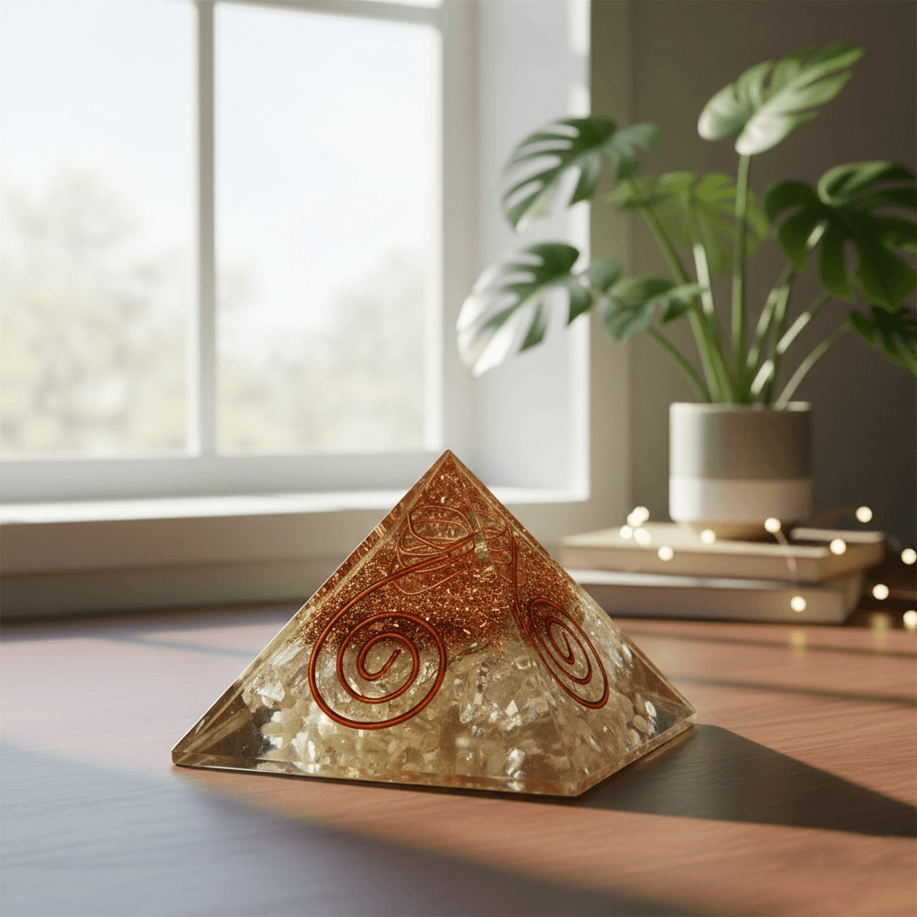 Clear Quartz Orgone Pyramid Copper Coil