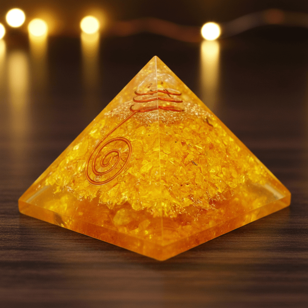 Citrine Orgone Pyramid Copper Coil