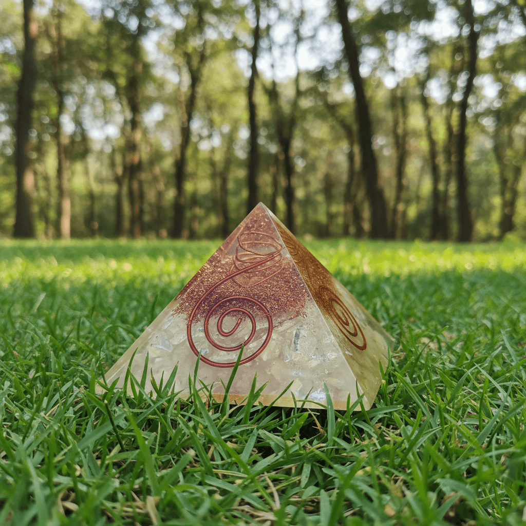 Clear Quartz Orgone Pyramid Copper Coil