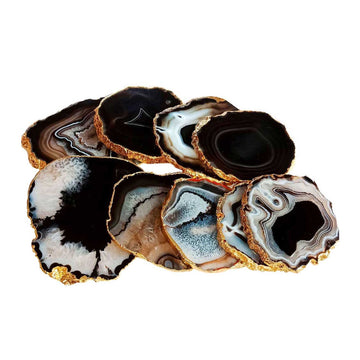 Black Agate Crystal Coasters Set
