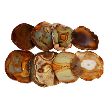 Brown Agate Crystal Coasters Set