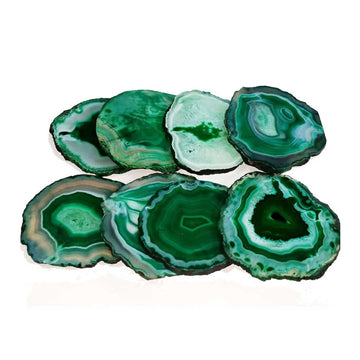 Green Agate Crystal Coasters Set