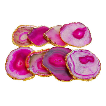 Pink Agate Crystal Coasters Set