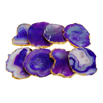 Purple Agate Crystal Coasters Set