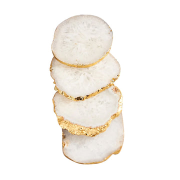 White Agate Crystal Coasters Set