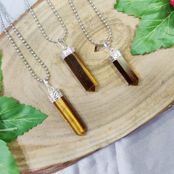 Tiger Eye Pencil Shaped Crystal Pendant