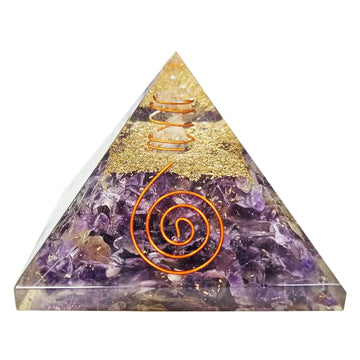 Amethyst Orgone Pyramid Copper Coil