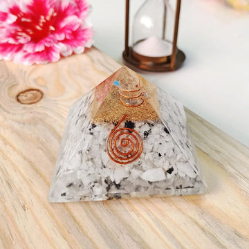 Rainbow Moonstone Orgone Pyramid Copper Coil
