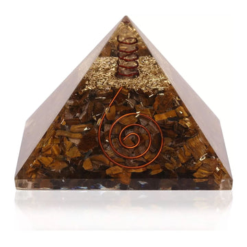 Tiger Eye Orgone Pyramid Copper Coil