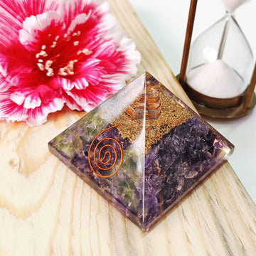 Amethyst Orgone Pyramid Copper Coil