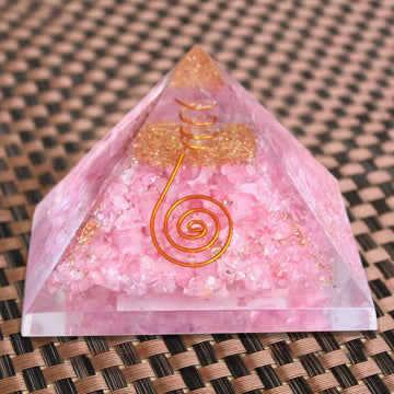 Rose Quartz Orgone Pyramid Copper Coil