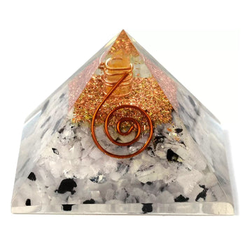 Rainbow Moonstone Orgone Pyramid Copper Coil